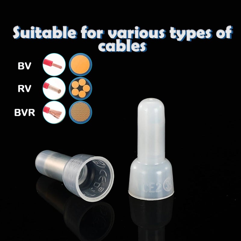 Tugermoola 100PCS Nylon Closed End Crimp Terminal 16-14AWG Wire End Caps Electrical Car Audio Wire Connectors CE2 - Image 5